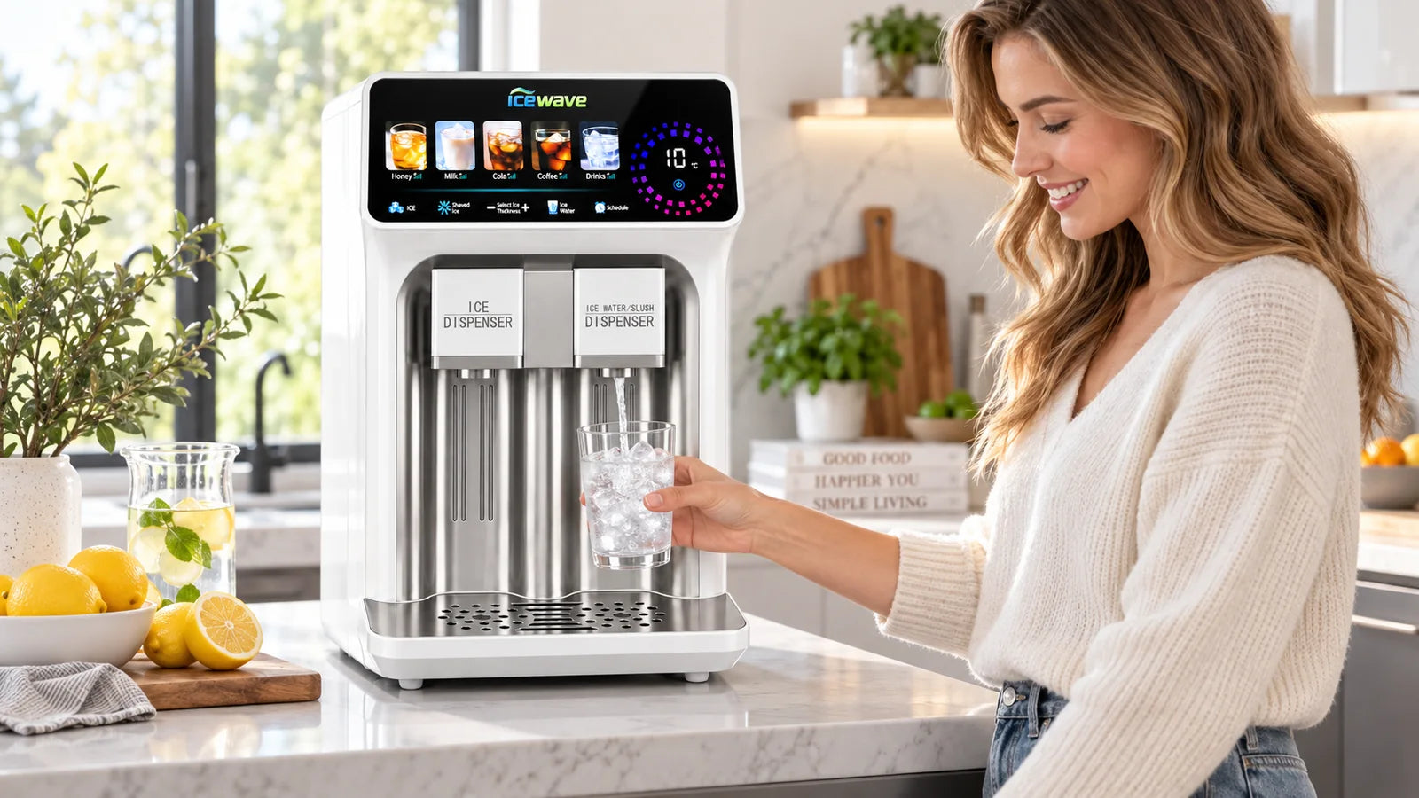 ICEWAVE three-in-one ice and water dispenser